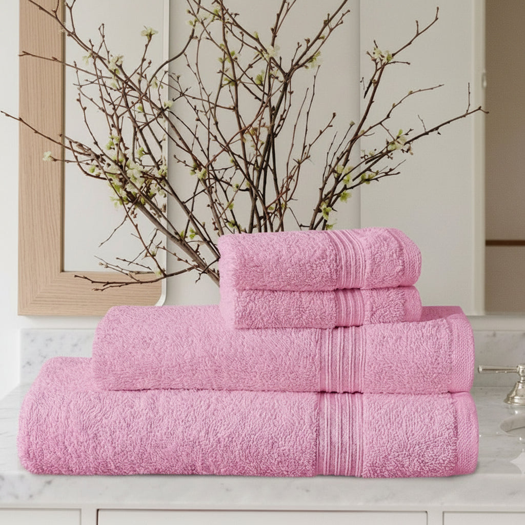 Stripe Towel Set Baby Pink 4-Pcs