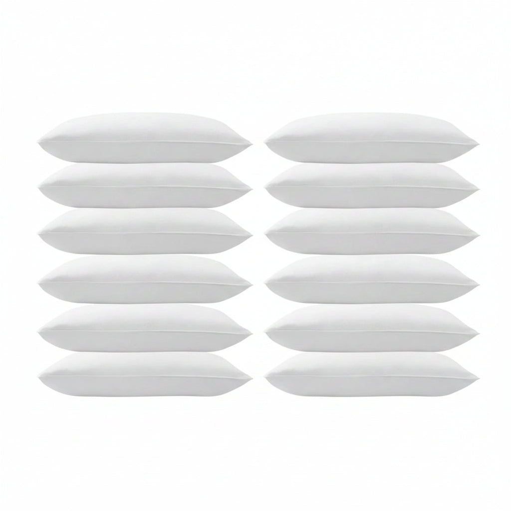 White Fiber Pillow Pack of 6 – Ultra Soft Ball Fiber Pillows for Home & Hotel Use
