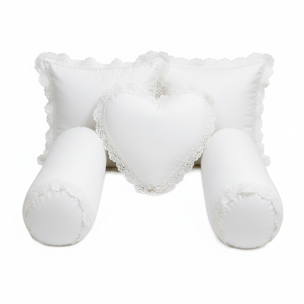 Bridal Cushion Filling Set – 5 Pieces (2 Cushions, 2 Neck Rolls, 1 Heart Cushion)