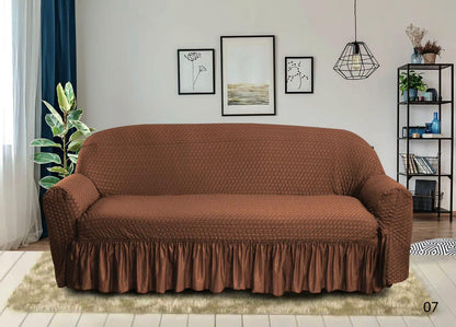 Premium Bubble Stretch Sofa Cover with Elegant Skirt | Washable Elastic Slipcover | 1, 2, 3 & 4 Seater Couch Protector