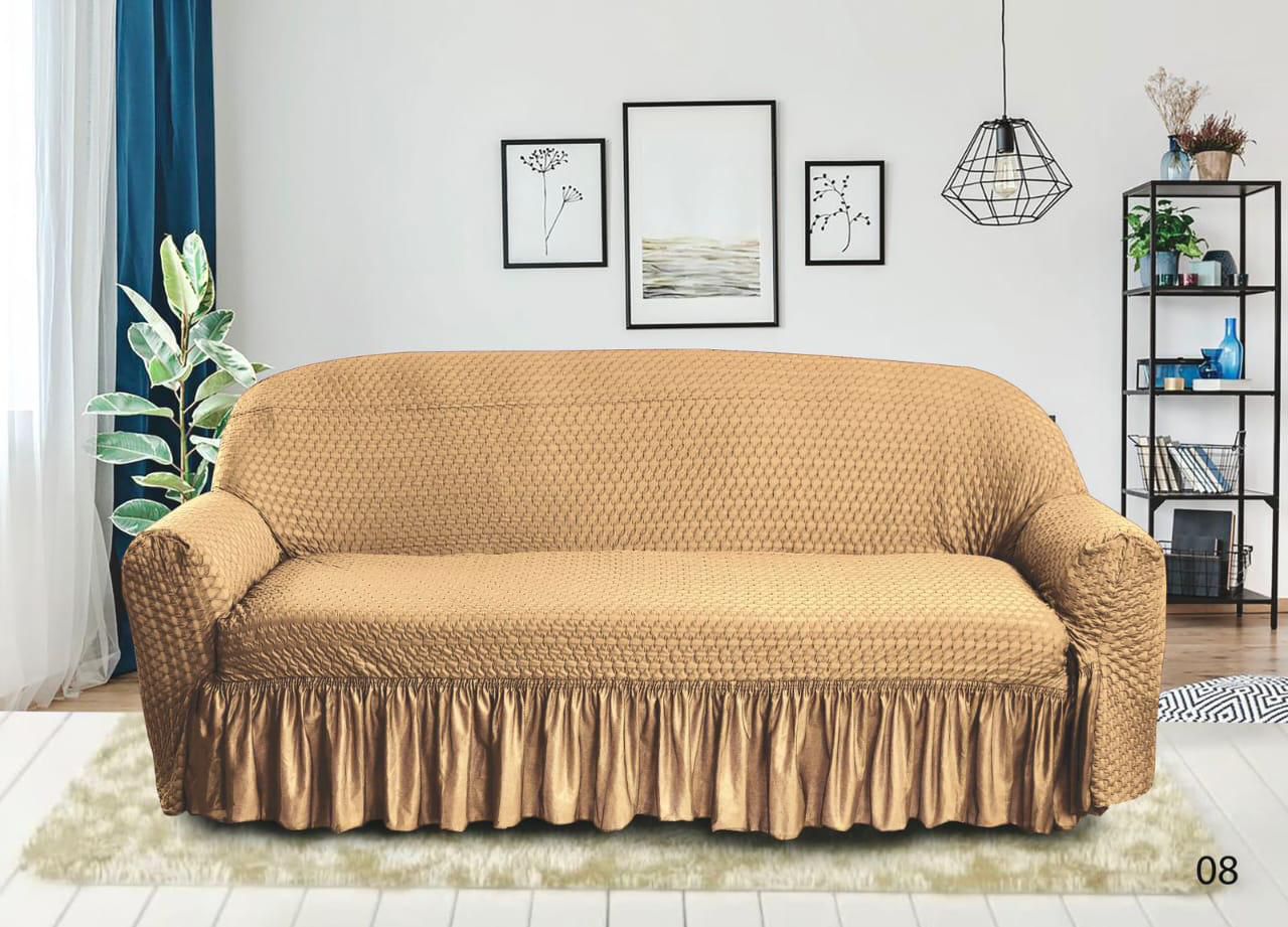 Premium Bubble Stretch Sofa Cover with Elegant Skirt | Washable Elastic Slipcover | 1, 2, 3 & 4 Seater Couch Protector