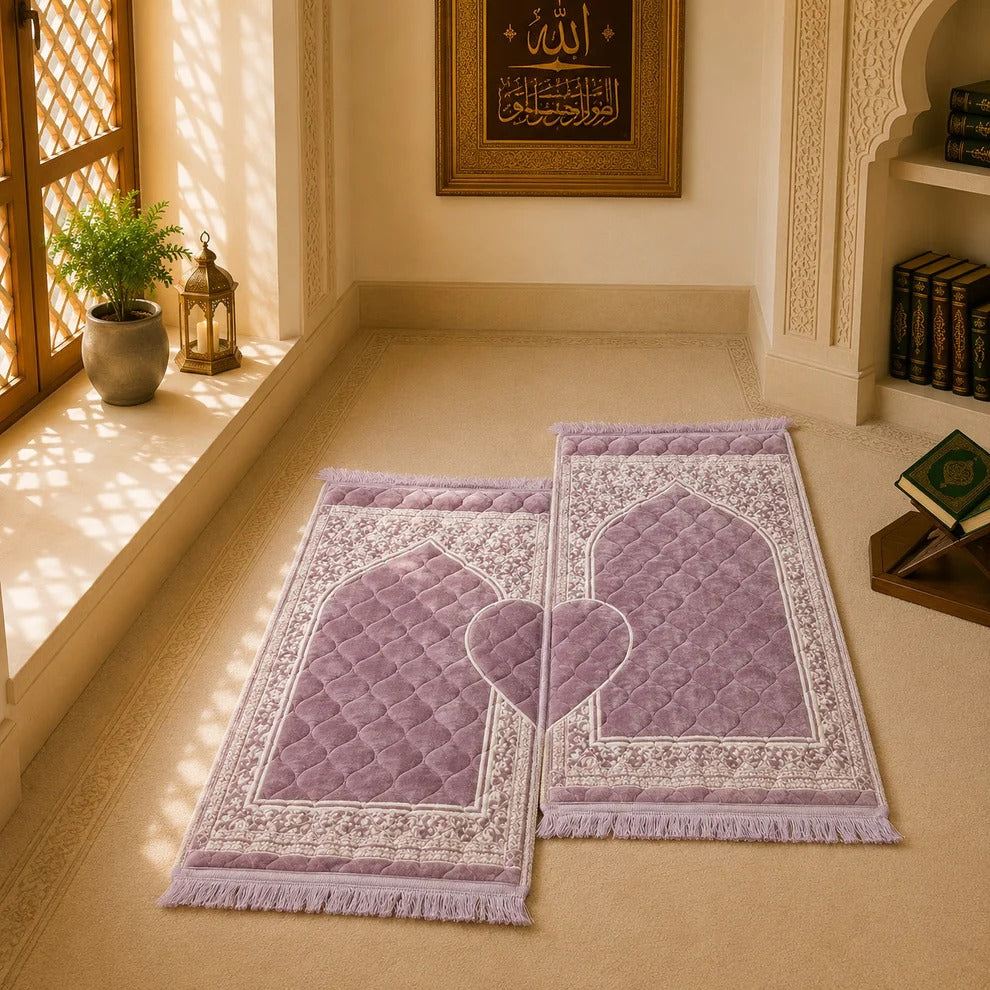 Luxury Soft Prayer Mat – Premium Islamic Janamaz | Thick & Comfortable Prayer Rug | Dusty Pink