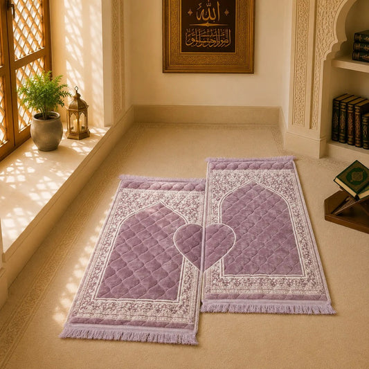 Luxury Soft Prayer Mat – Premium Islamic Janamaz | Thick & Comfortable Prayer Rug | Dusty Pink
