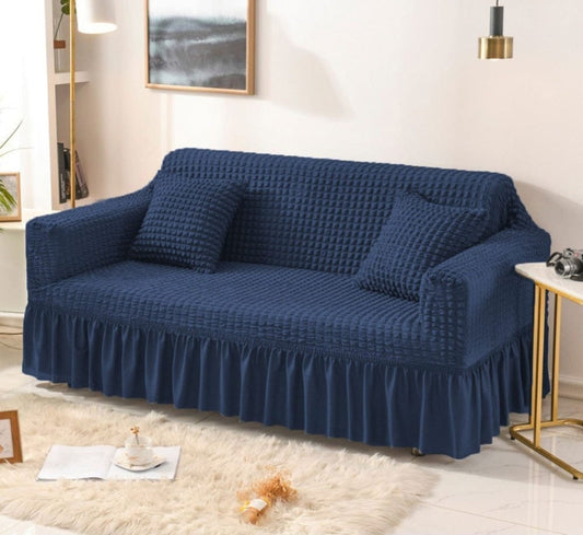 Bubble Stretch Sofa Cover – Navy Blue Premium Elastic Slipcover for 5 Seater Sofa