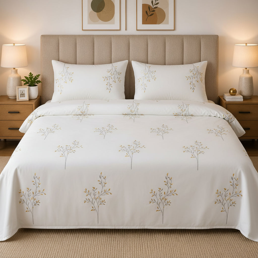 Bedsheet Set | Soft Printed Bedding | Grey Polka Dot