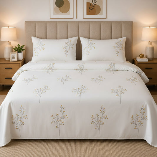 Bedsheet Set | Soft Printed Bedding | Grey Polka Dot