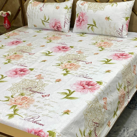 Bedsheet Set | Soft Printed Bedding | Pink Blossom Floral