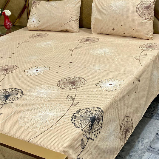 Bedsheet Set | Soft Printed Bedding | Beige Floral Sketch