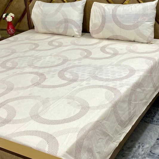 Bedsheet Set | Soft Printed Bedding | Cream Swirl Pattern