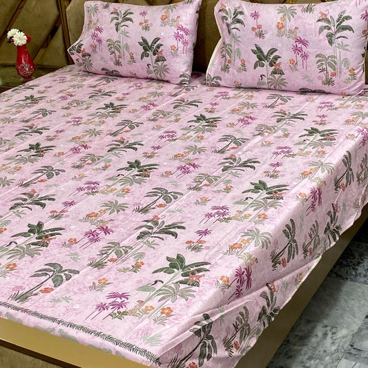 Bedsheet Set | Soft Printed Bedding | Pink Rose Garden