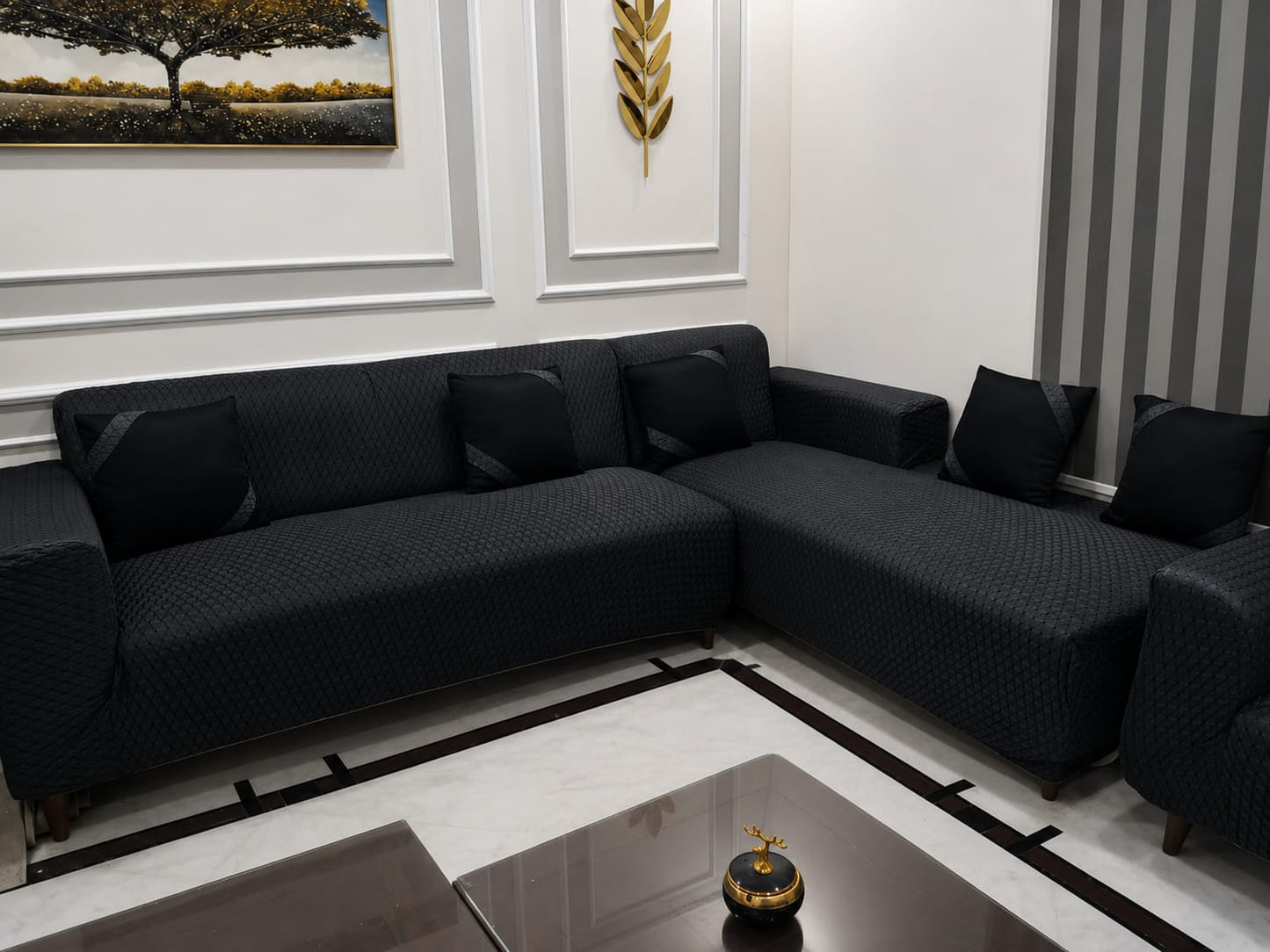 Custom Corner Sofa Cover – Stretch Elastic Slipcover for L Shape Sofa