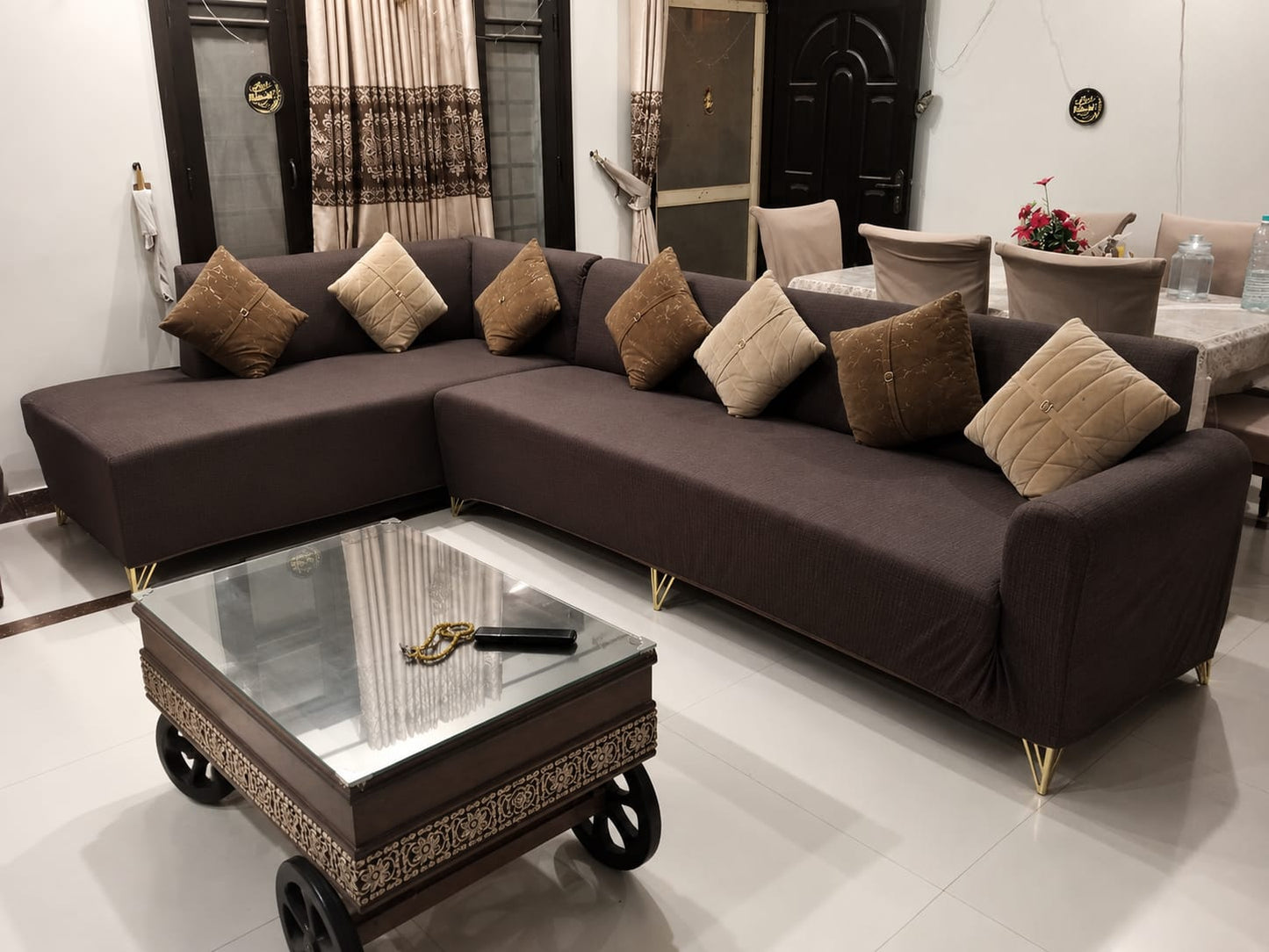 Custom Corner Sofa Cover – Stretch Elastic Slipcover for L Shape Sofa