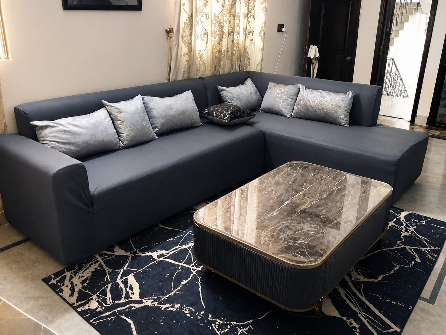 Custom Corner Sofa Cover – Stretch Elastic Slipcover for L Shape Sofa