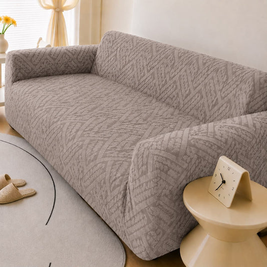 Custom 5 Seater & 7 Seater Stretch Sofa Cover – Light Grey Elastic Sofa Protector