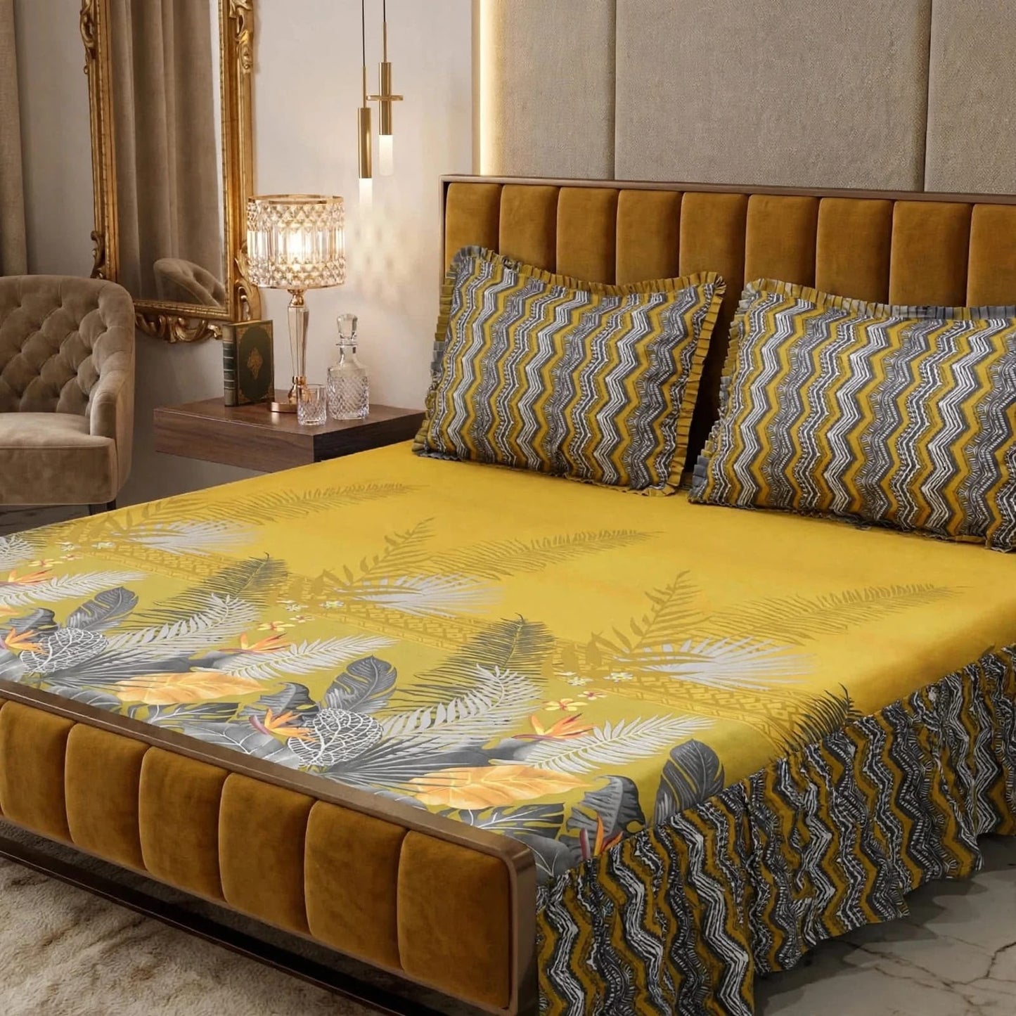 Luxury Yellow Bedsheet Set – Soft, Breathable & Premium Bedding