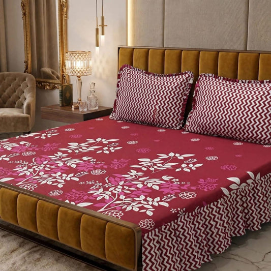 Luxury Red Floral Bedsheet Set – Soft, Breathable & Premium Bedding