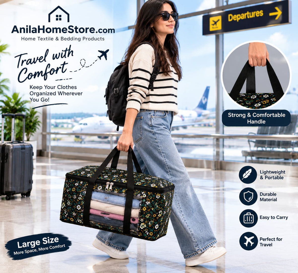 Multi-Purpose Travel & Storage Bag – Spacious Waterproof Organizer for Clothes, Blankets & Bedding