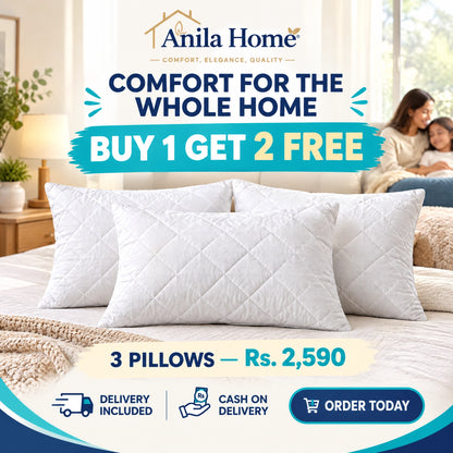 Buy 1 Get 2 Free — Medicated Hollow Polyester Pillows | 3 Pillows for Rs. 2,590 with Delivery Included