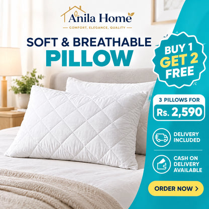 Buy 1 Get 2 Free — Medicated Hollow Polyester Pillows | 3 Pillows for Rs. 2,590 with Delivery Included